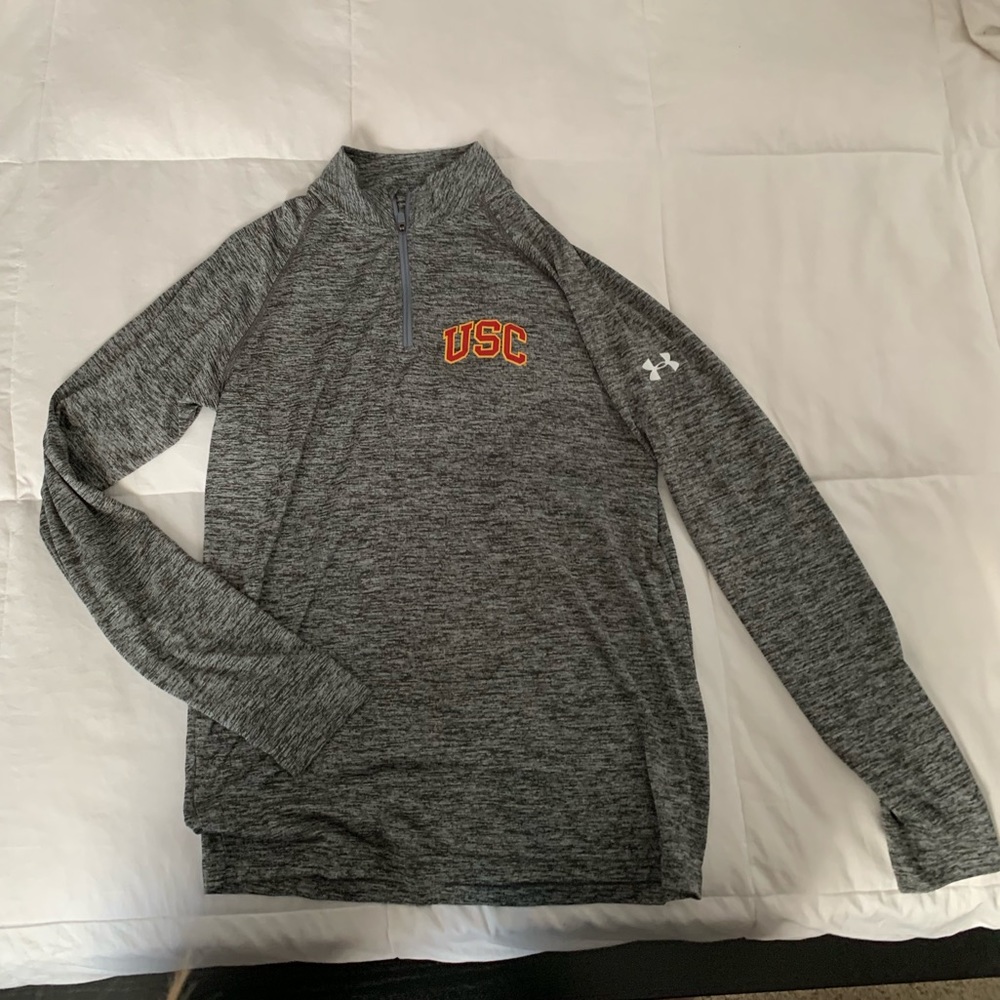 USC gray under armour quarter zip